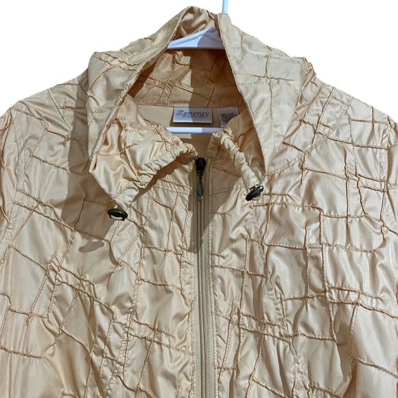 Zenergy Women’s Yellow-Orange Embroidered Crinkle Lightweight Jacket Sz-M - Picture 2 of 7